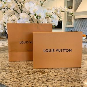 Empty magnetic Louis Vuitton box and shopping bag